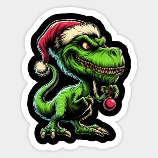 Tyrannosaurus Rex as The Grinch on Christmas Sticker